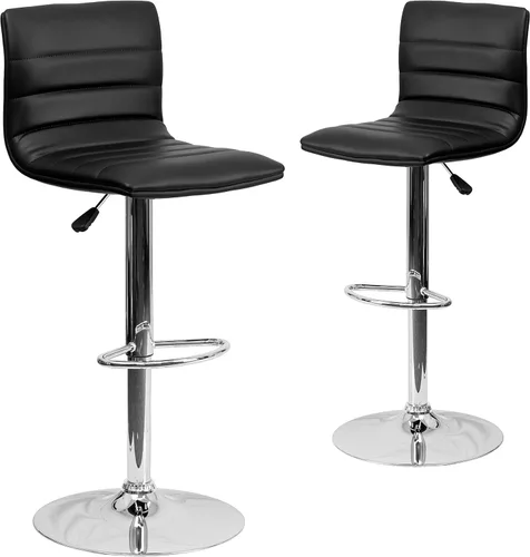 Flash Funiture silla de bar ajustable con base cromada, Negro