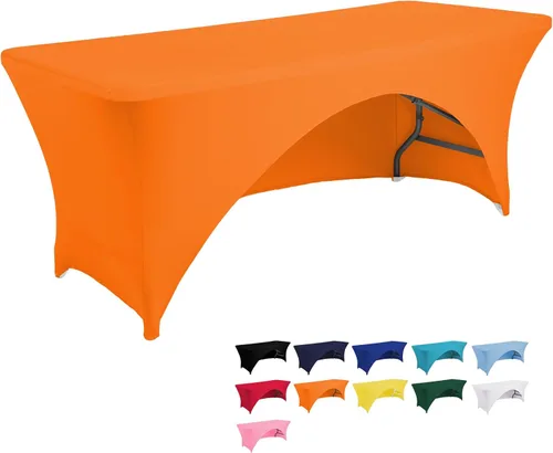 Miniatura 10 de Jeloris Mantel rectangular de elastano con parte trasera abierta (5 pies, negro) ajustado, lavable, sin arrugas, elástico y elástico para mesa