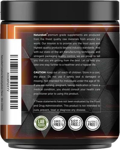 Miniatura 2 de NatureBell Paquete de 2 Polvo de Monohidrato de Creatina Instantánea 500g, 5,000mg por Porción Micronizado, Puro y Sin Sabor Pre-Entrenamiento