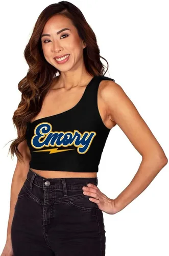 Miniatura 26 de Lojobands Camiseta sin mangas de un hombro para mujer, para portón trasero, talla única Miami University Redhawks - Negro