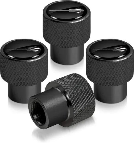iPick Image Tapones de vástago de válvula de neumático de aluminio de alta calidad para Chevrolet Corvette C7 Stingray, color negro, con licencia