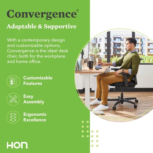 Miniatura 3 de HON Convergence - Silla de oficina ergonómica, malla de soporte de espalda transpirable, brazos ajustables, silla de computadora con soporte lumbar