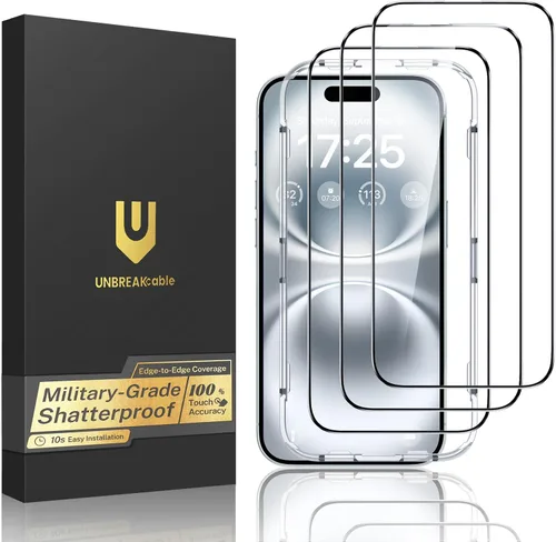 Miniatura 15 de UNBREAKcable Protector de pantalla para iPhone 17 Pro Max, 3 unidades de vidrio templado de cobertura completa [grado militar inastillable]