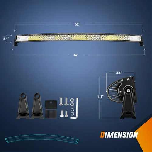 Miniatura 3 de Nilight ZH408 52 pulgadas 783W curva triple fila de inundación Spot Combo Beam Led Bar 78000LM luces de conducción y 2 piezas 52 pulgadas soporte