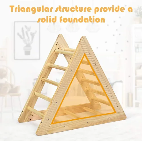 Miniatura 6 de GLACER Escalera triangular de madera para escalar, escalador triangular para niños pequeños con 3 escaleras de escalada diferentes para niños de 3