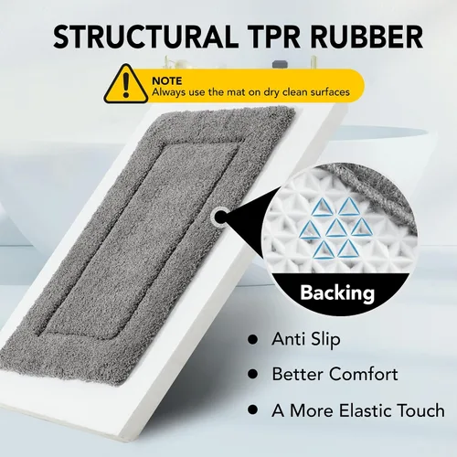 Miniatura 4 de Deconovo Alfombra de baño antideslizante, ultrasuave, de secado rápido, súper absorbente, lavable a máquina, alfombra de felpa prémium para baño