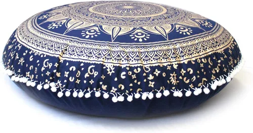 Miniatura 44 de CRAFT KALA Funda de Cojín Grande de Suelo Hippie Mandala Funda de Cojín de Meditación Funda de Puf Redondo Funda de Cojín Bohemia para el Suelo