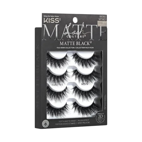 Miniatura 4 de KISS Lash Couture, pestañas postizas, sarga mate, 0.551 pulgadas, incluye 4 pares de pestañas, fáciles de aplicar, racimos de pestañas reutilizables