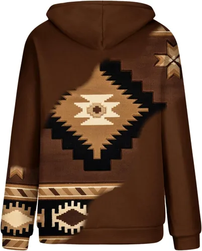 Miniatura 33 de Sudaderas con capucha azteca occidental para mujer, sudaderas de manga larga con gráficos vintage, camisetas de vaquera, ropa 2023