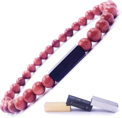 Miniatura 46 de Pulseras de cuentas personalizadas, Pulsera de piedras preciosas de 0.236 in, Pulsera grabada con láser, Pulsera de piedra natural, Pulseras unisex