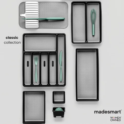 Miniatura 6 de Madesmart Organizador de almacenamiento multiusos de plástico para cajones, organizador de cajones de bajo perfil, granito