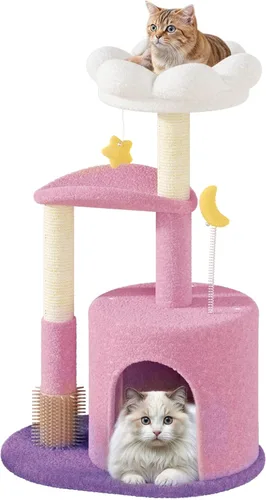 Miniatura 14 de Colección Athena - Pequeño Árbol para Gatos con Torre y Rascador, Árbol para Gatos Moderno y Bonito de 32 Pulgadas con Confortable Nido, Bola