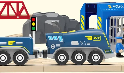 Miniatura 3 de Z MAYABBO Trenes locomotoras a pilas para pistas de madera, potente vehículo de tren de juguete para vías de ferrocarril, serie de tren de ciencia