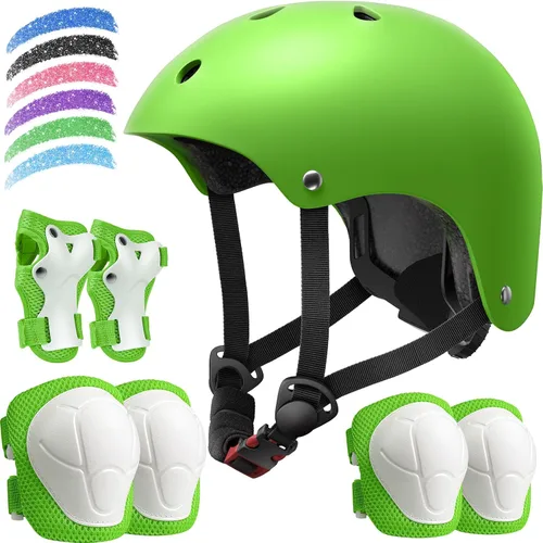 Miniatura 8 de Juego de casco de bicicleta para niños, casco ajustable para niños de 2-3-5-8-14 años, juego de almohadillas para niños pequeños con rodilleras