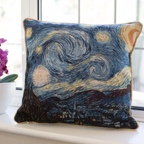 Miniatura 5 de Signare Van Gogh Artist Tapestry - Funda de almohada cuadrada de doble cara de 18 x 18 pulgadas (sin relleno) en diseño de noche estrellada