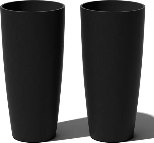 Miniatura 20 de Veradek Mason Series Vega Planter - Maceta redonda alta para interiores o exteriores, porche/patio Hecha de compuesto de plástico y piedra