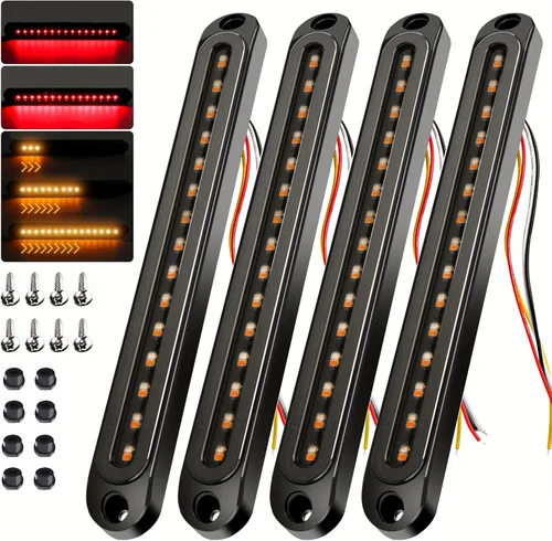Miniatura 8 de 2 luces LED de 12V-24V con 30 LED, luz trasera roja y amarilla para remolque, señal de giro, luz secuencial de identificación, barra de luz trasera