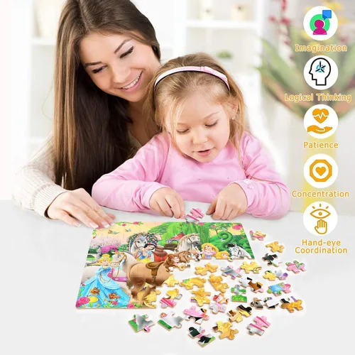 Miniatura 5 de Rompecabezas para niños de 4 a 6 años, rompecabezas de 100 piezas para niños de 6 a 8 años, rompecabezas de aprendizaje educativo para niños y niñas