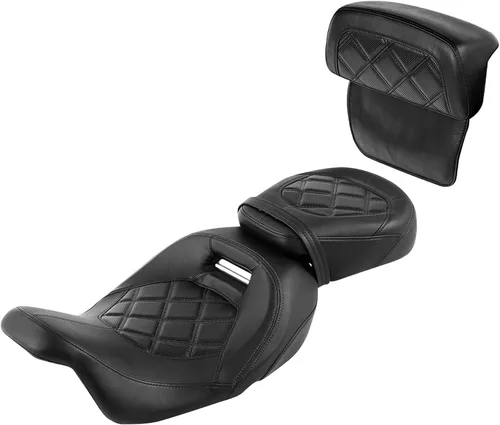 Miniatura 14 de TCT-MOTORPARTS Driver Rider - Almohadilla de respaldo para Harley Touring 2009-2023 Road King Street Road Electra Glide Ultra Black Stitching