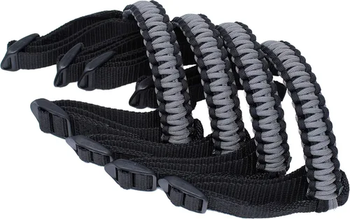 Miniatura 2 de BubbasGarageTv - Reversible Paracord Grab Handles for Jeep Wrangler - Charcoal Grey & Black - Pick Your Pairs
