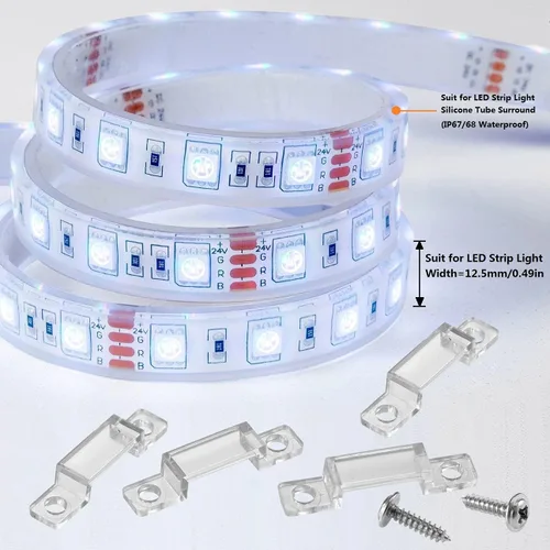 Miniatura 2 de MMSD Paquete de 100 soportes de montaje para tira de luces LED, soporte de luz de rayas, gancho de cinta LED, clips rígidos con 202 tornillos