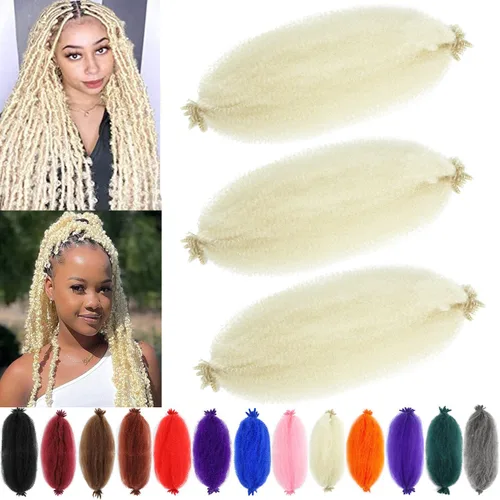 Miniatura 14 de Cabello afro trenzado elástico de 24 pulgadas 3 paquetes Cabello afro trenzado elástico Cabello afro para trenzado en crochet (24 pulgadas