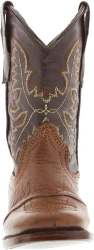 Miniatura 5 de Kids Grizzly Honey Brown Western Cowboy Boots Leather Solid Square Toe Botas