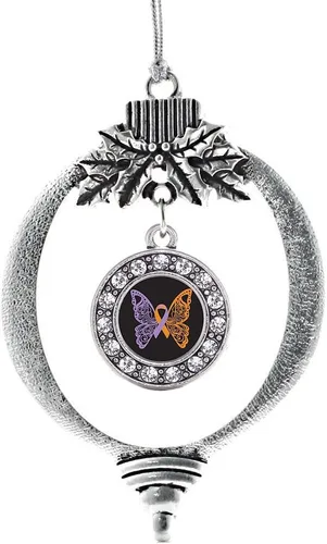 Miniatura 241 de Inspired Silver - Twin One - Adorno festivo de Navidad de plata - Adorno festivo de árbol de Navidad con dije de círculo y circonita cúbica