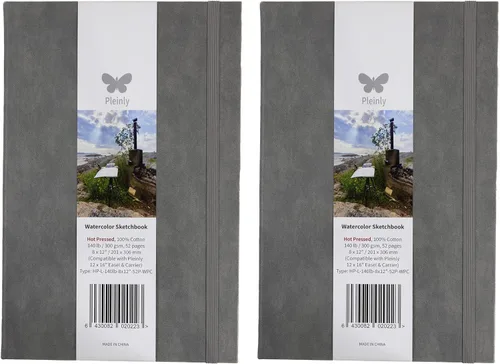 Miniatura 10 de Pleinly Cuaderno de bocetos de acuarela 100% algodón, prensa en frío, 8 x 12 pulgadas, grande, 140 libras (10.58 oz/m²), 26 hojas de retrato, papel