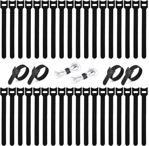 Miniatura 8 de BALABALA 200 piezas de bridas ajustables reutilizables para cables de 10+15+20+25 cm, organizador de cables, envoltura de cable multicolor