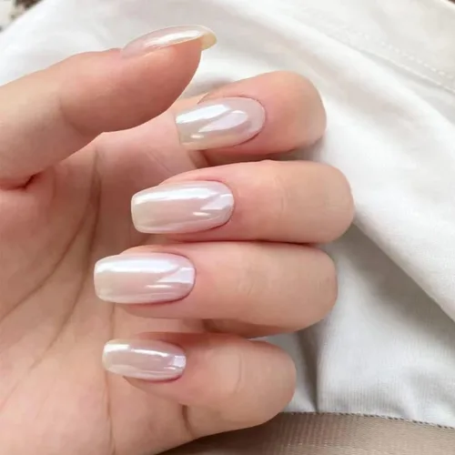Miniatura 7 de 2 piezas de polvo de uñas cromado blanco lunar, polvo de uñas cromado perla aurora, polvo de pigmento de azúcar blanco brillante holográfico con Luz