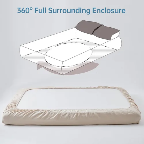 Miniatura 5 de Simple&Opulence Sábana bajera ajustable de lino (1 pieza) – Funda de colchón de 14 pulgadas de profundidad de 14 pulgadas de profundidad, mezcla