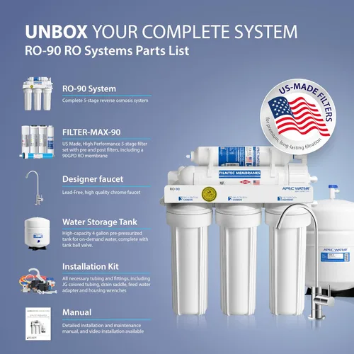 Miniatura 8 de APEC Sistema para filtro de agua potable por ósmosis inversa. High Flow 90 GPD (ULTIMATE RO-90)