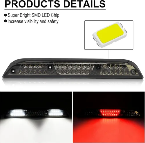 Miniatura 7 de Tercera luz de freno LED de lente ahumada compatible con F150 2015-2024, F250/F350/F450/F550 2017-2024, Ranger 2019-2024, 3ª lámpara de parada