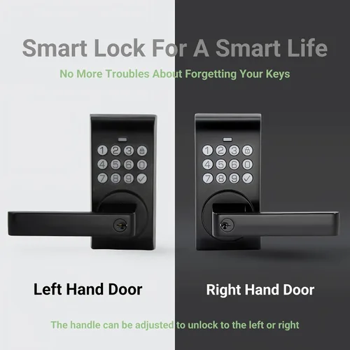 Miniatura 4 de Cerradura de puerta con teclado inteligente con asa, cerradura electrónica digital de entrada sin llave para puerta delantera