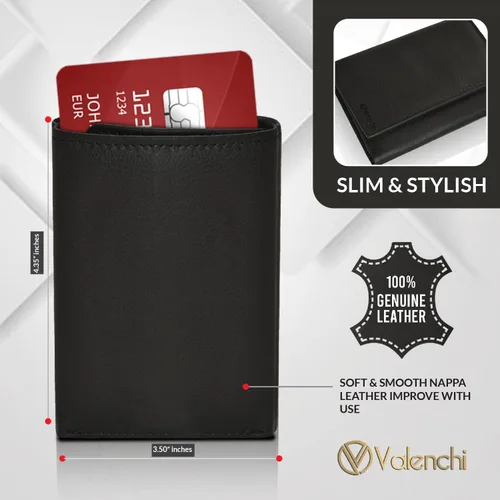 Miniatura 4 de LEVOGUE Genuine Leather Mens RFID Blocking Slim Trifold Wallet with 6 Cards+1 ID Window + 2 Note Compartments