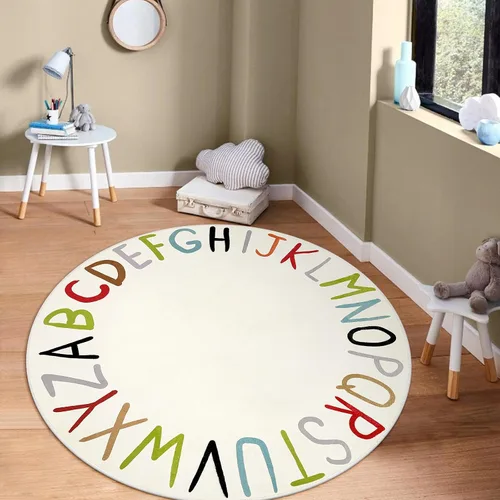 Miniatura 7 de LIVEBOX ABC Play Room - Alfombra redonda para niños, alfombra grande y colorida para guardería, alfombra de área de arcoíris para aula, alfombras