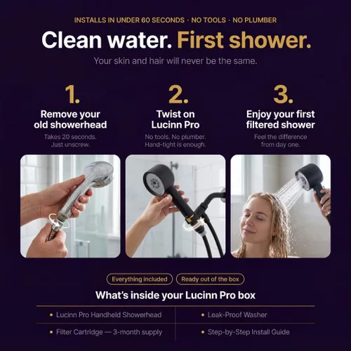 Miniatura 3 de Lucinn Cabezal de ducha filtrado de mano profesional – Cabezal de ducha filtrado de 12 etapas que elimina el cloro y el agua dura Revive