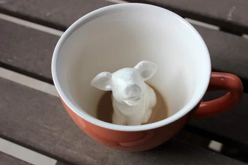 Miniatura 5 de Creature Cups - Taza de cerámica CEBRA (11 onzas, exterior color melocotón) - Taza con animal 3D oculto en su interior que emerge mientras bebes