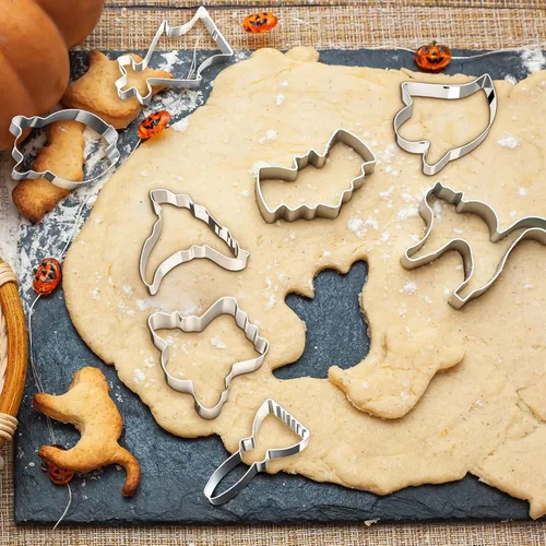 Miniatura 6 de Juego de 12 cortadores de galletas de Halloween, de acero inoxidable, lindo cortador de galletas, incluye calabaza, fantasma, bruja, zombi, cráneo