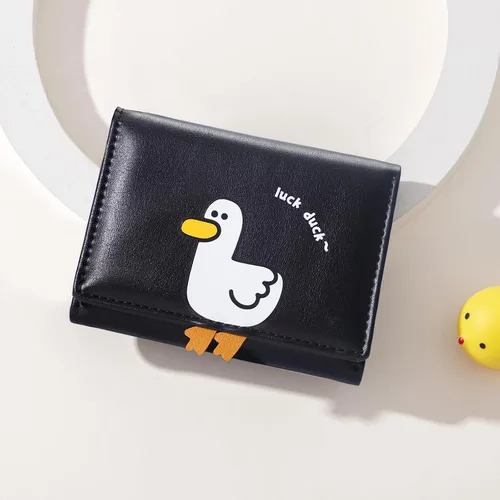 Miniatura 12 de Sunwel Fashion Monedero plegable con diseño de pato en 3D para niñas, con bolsillo para efectivo, tarjetero, monedero con ventana de identificación