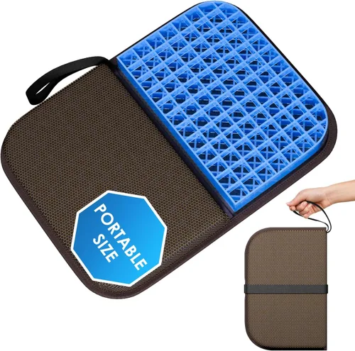 WISIMMALL Cojín de asiento de gel portátil para masaje de viaje, 14.5 x 10.5 pulgadas de grosor, plegable para silla de oficina, silla de ruedas,