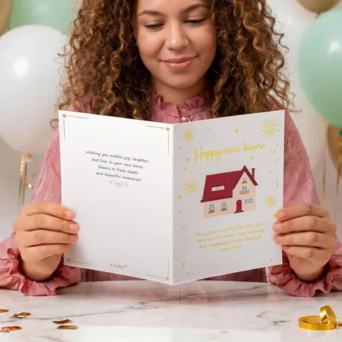 Miniatura 5 de Crisky Tarjeta 3D Happy New Home Card de inauguración de la casa para parejas, amigos, familia, bienvenida a casa, feliz mudanza, felicitaciones