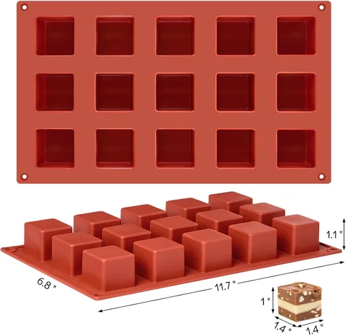 Miniatura 2 de Puyeipt - Paquete de 2 moldes cuadrados de silicona, 1.4 x 1.4 x 1 pulgada, moldes para hornear chocolate para pasteles, dulces, gelatina, trufa