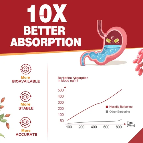 Miniatura 4 de Nextdia Paquete de 2 1500 mg de berberina liposomal HCL con melón amargo de canela de Ceilán, suplementos de complejo orgánico de berberina con hoja