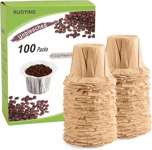 Filtros de papel desechables sin blanquear para cafeteras Keurig 1.0 y 2.0 de una sola porción, ajuste universal para todas las cápsulas de filtro
