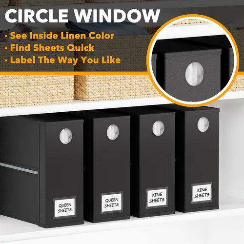 Miniatura 4 de SpaceAid Paquete de 4 Organizadores y Almacenamiento de Sábanas de Cama, Organizador de Sábanas Plegable para Armario de Ropa Blanca, Carpeta Negro