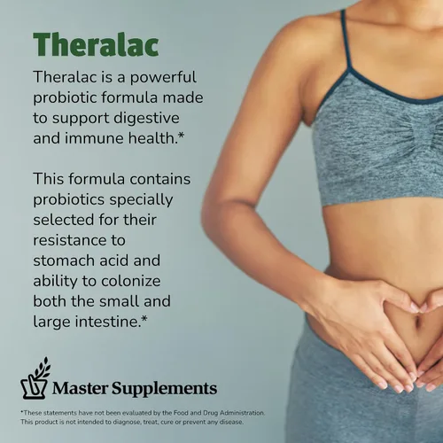 Miniatura 3 de Master Supplements THERALAC - 30 cápsulas, paquete de 3 - Probiótico multicepa para una salud intestinal óptima + alivio de gases y hinchazón - Sin