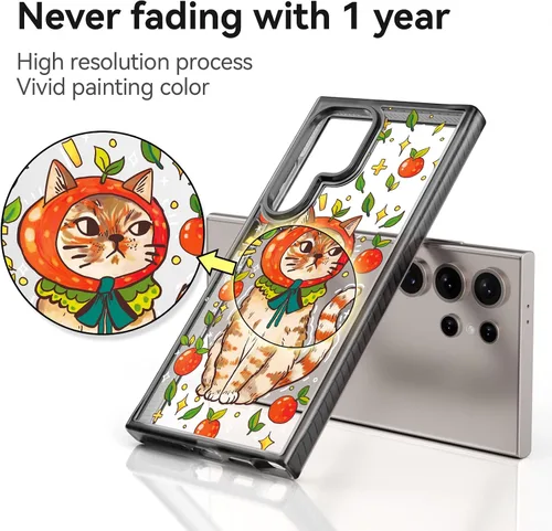 Miniatura 4 de Rosarnnah Funda compatible con Samsung Galaxy S24 Ultra, bonita estética, a la moda, divertida funda con estampado de gatito y gato, duradera a