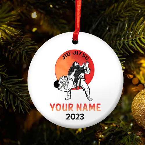 Miniatura 20 de Adorno personalizado de Jiu Jitsu, decoración de árbol de Navidad de artes marciales, regalo de recuerdo navideño BJJ para niños, adolescentes, On63